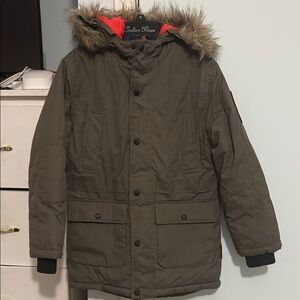 Hawke & Co Olive Parka with Fur Trim
